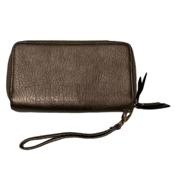 Bronze Vegan Leather Zippered Wallet - Picture 2 of 5